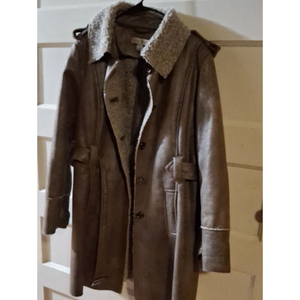 Christopher & Banks Men's Tan Shearling Trench Coat